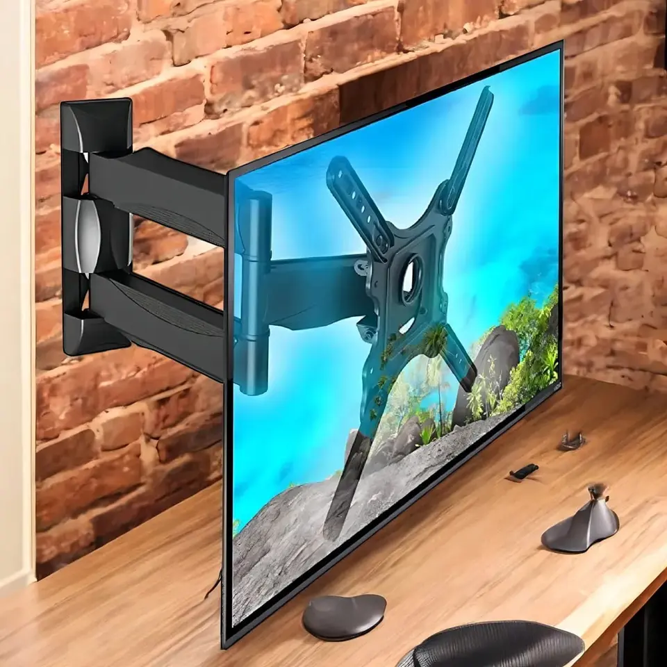 Soporte P4 de brazo extendido con televisor instalado